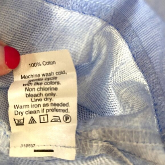 J.Crew Blue Ruffle Top in Cotton Light Blue Elastic Back Coastal Beachy Size 2 - Picture 7 of 7